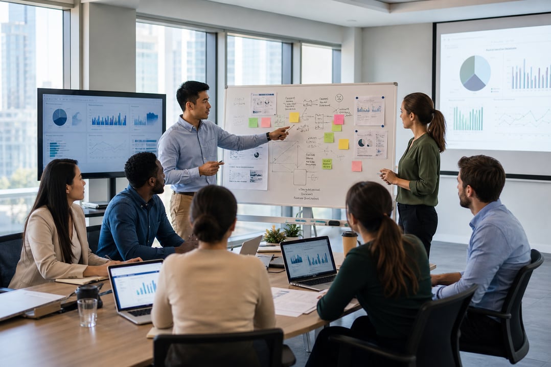 DataDriven Brainstorming Session in Modern Office