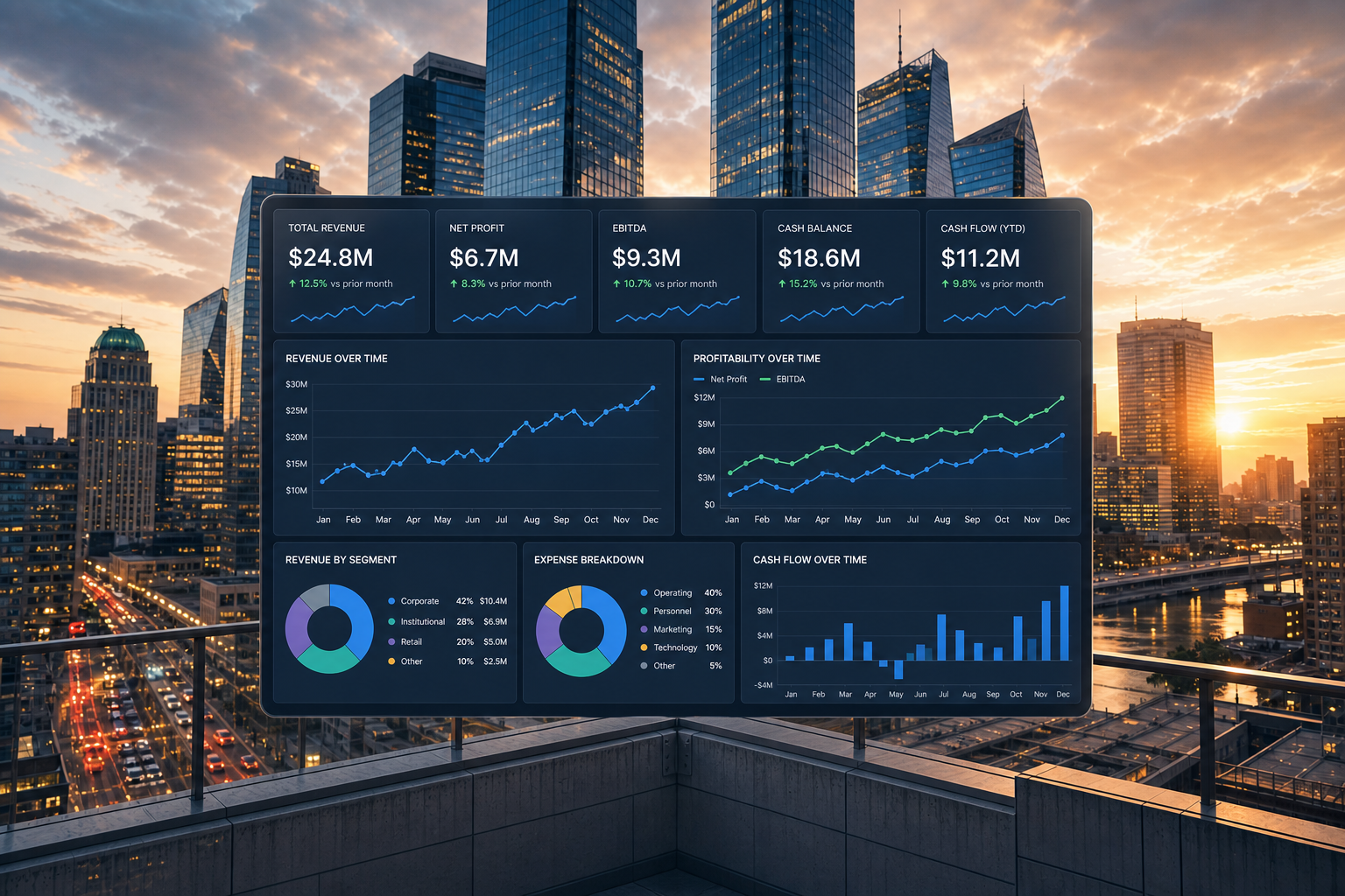 Financial Dashboard Displaying Financial Data